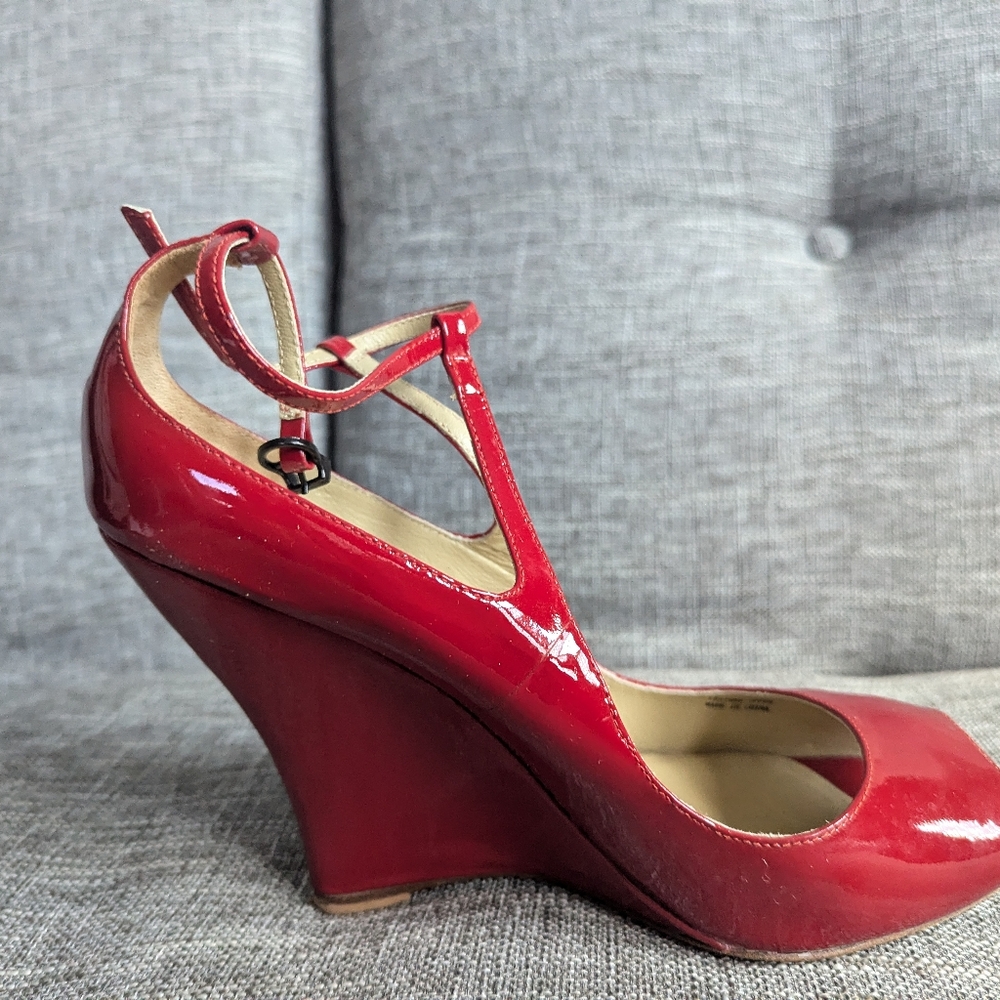Sexy  red patent leather strappy Paco Gil high heel shoes Sz 9